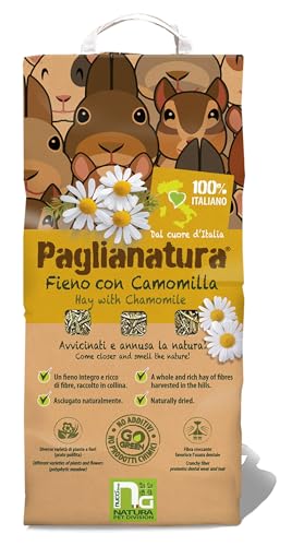 Paglianatura Paja de heno Natural con manzanilla, 1300 g, alimento calmante y Rico en Fibra para Conejos, roedores y Animales pequeños