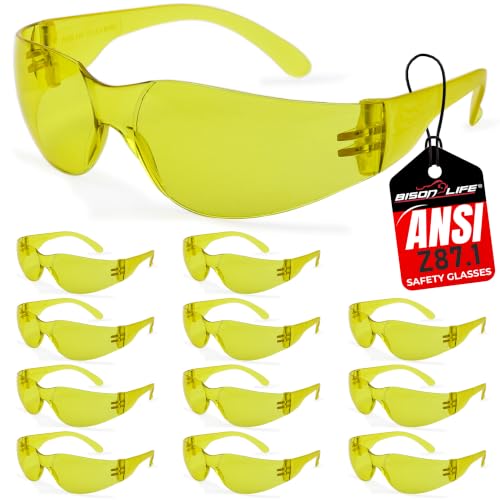 Image of BISON LIFE Clear Safety Glasses - ANSI Z87.1 Certified Scratch & Impact Resistant Eye Protection Goggles for Men & Women