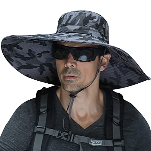 Peicees Super Wide Brim Sun Hat Men Women Fishing Bucket Hat Safari Cowboy Hat
