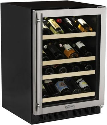 Marvel 24" Wide 27 Bottle Single Zone Stainless Steel Wine Refrigerator