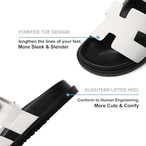 Women‘s Flats Sandals Casual Comfort Adjustable Strap Slip On Leather Walking Shoes3