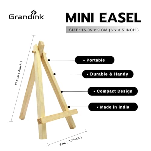 Image of Grandink 6 Inch Mini Wooden Easel with 4x4 Canvas Panel (Pack of 5)