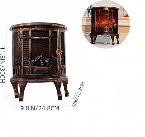 Image of Small Cozy Fireplace Lantern Traditional Realistic Log Wood Burning Flame Effect Ligh LED Charcoal Style Table LampFor Indoor & Outdoor Use