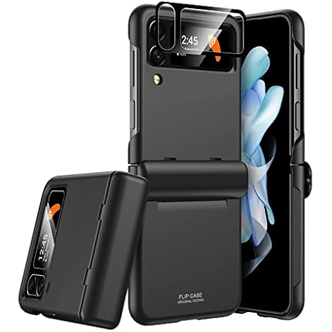 GooseBox for Galaxy Z Flip 4 Case, Embedded Camera Lens Screen Protection+ with Semi-Automatic Hinge Protection Military-Grade Rugged Drop-Proof Cover for Samsung Z Flip 4 (Black) Cover