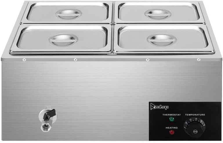 20qt Stainless Steel Four Plates Heating Food Warmer Auto Shut Off