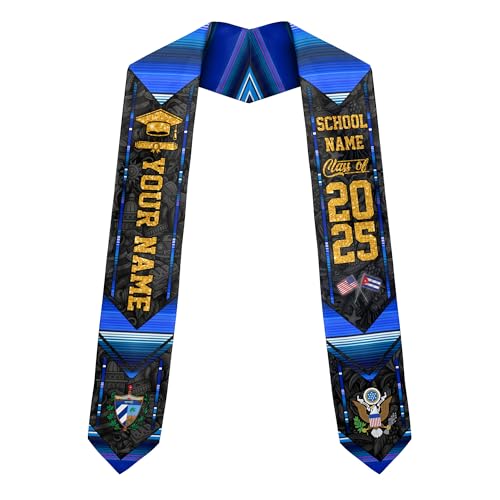 MonkeyVan Personalized Cubans American Flag Graduation Sash 2025, Cubans Graduation Sash, Cuba Graduation Stole Custom Cbs11