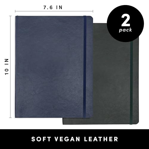 Carnet de notes ligné grand format B5 lot de 2 cahiers bleu et vert - 2