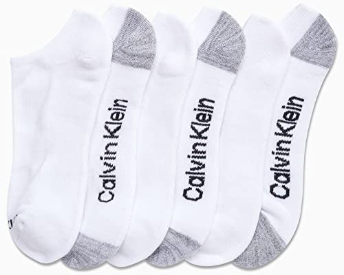 Image of Calvin Klein Mens No Show Socks - 6 Pack Soft Cotton Blend Cushioned Athletic Low Cut Socks for Men for Sports and Running