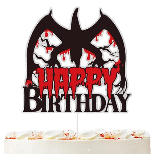 Stranger Birthday Cake Topper Black Red Glitter Cake Topper Stranger Themed Things Birthday Decorations