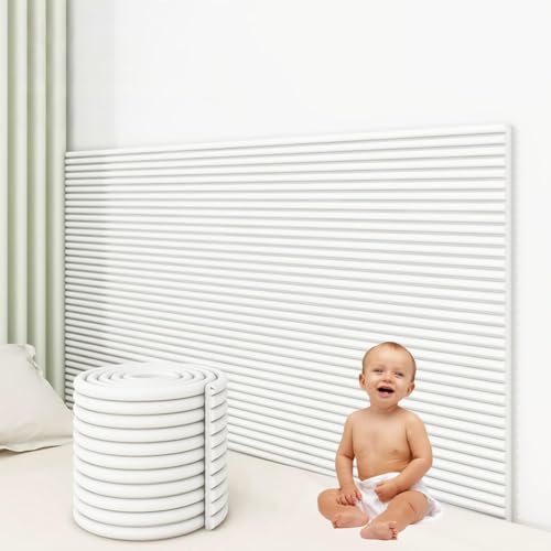 MUMUXIAO Cojín de pared acolchado para pared, 200 x 20 cm, 3D, anticolisión, paneles de pared autoadhesivos para dormitorio, guardería, sala de juegos (blanco)