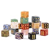12PCS a Set Natural Crystal Gemstone Dice Set, Multi-Color Semi-Precious Stone Gaming Dice with Gold Pips Home Decor