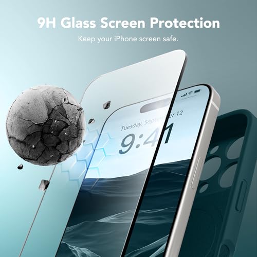 Image of Magnetic for iPhone 16 Pro Max Case, Compatible with MagSafe, [Full Camera Protection][Screen Protector] Silicone Shockproof Protective Phone Case for iPhone 16 Pro Max 6.9 inch, Deep Blue
