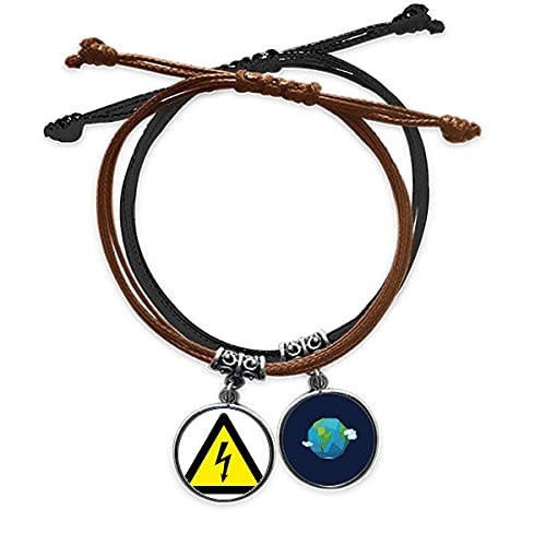 Pulsera de cuerda de mano con triángulo amarillo señal de advertencia cierre ajustable