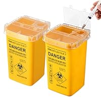 Ciieeo 2 Stück Kanülenabwurfbehälter, EntsorgungsbehälterAbfallsammelbox Die Entsorgung von Nadeln Spritzenabwurfbehälter für Tattoo Tätowierungen Kanülen und Spritzen, 1 Liter (1000ml) Yellow