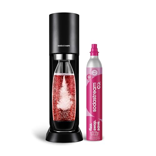 SodaStream MIX™, Sparkling Drink maker & Soda Maker Kit, Carbonates Any Drink, With Dishwasher Safe Carbonating Bottles and 1 CO2 Cylinder/Carbonator, Makes Up To 60L* Drinks, Black