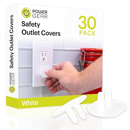 Image of Power Gear Outlet Covers Baby Proofing Child Proof Plug Covers for Electrical Outlets Easy Install Outlet Plug Covers UL Listed Shock Prevention White 69311 30 Count