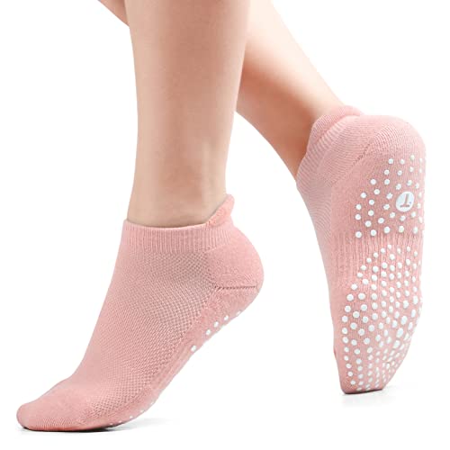 Image of Toes Home Pilates Socks for Women, Cushioned Ankle Grippy Non Slip Socks for Yoga, Hospital, Barre, Home Slipper 2 /4 Pairs