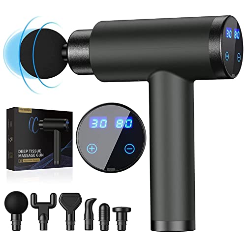 Pistola de Masaje Muscular, Nanssigy Masajeadores EléCtricos de Tejido Profundo de 30 Velocidades, Pistola de Fascia de Percusión Con 6 Cabezales de Masaje Para Aliviar La Tensión Corporal Cover