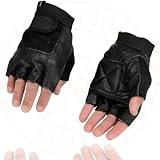 Shaf International Męskie rękawiczki bez palców (czarne, średni) (spandex i skóra G)