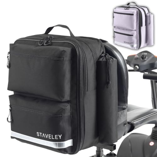 Staveley XL Expandable Shopping Bag for Mobility Scooter | Rear Seat Storage for Electric & Boot Models | Back of Seat Carrier (Black)