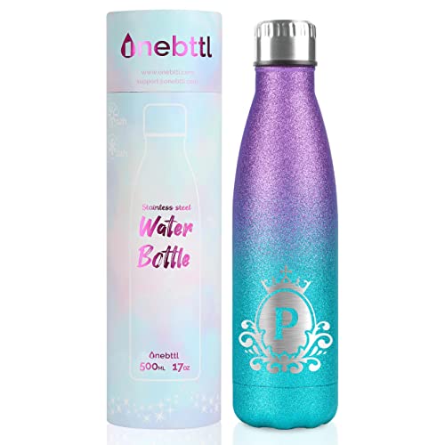 Onebttl Botella de agua personalizada para niñas, regalos femeninos para adolescentes, preadolescentes, mujeres para cumpleaños, Navidad, lindas botellas de aislamiento sin pajita para la escuela, P Cover