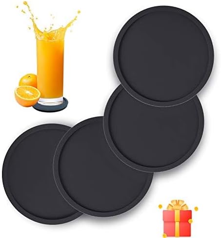 Miniatura 2 de Juego de 4 posavasos de silicona para bebidas, antideslizantes, resistentes al calor, posavasos suaves para protección de mesa, muebles contra daños