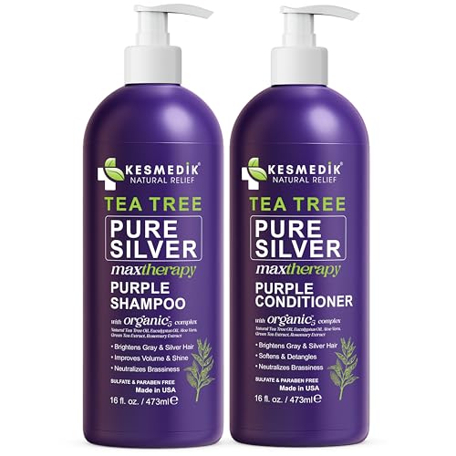 Pure Silver Purple Shampoo and Conditioner Set with Tea Tree Oil