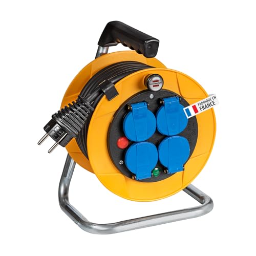 Brennenstuhl Enrouleur de câble Baby Pro 10m (IP44), Fabrication Française 1079281 Jaune