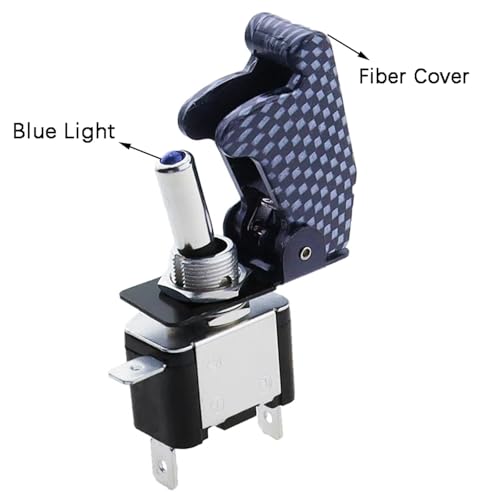 Interruptor de palanca LED 12V 20A estilo misil con cubierta abatible XW azul On Off 2