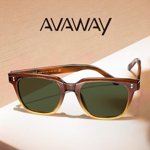 Image of AVAWAY Polarized Sunglasses for Men UV Protection, Square Acetate Frame Outdoor Driving Sun Glasses