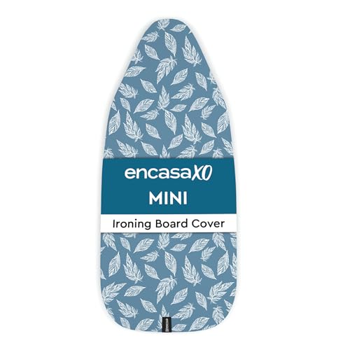 Encasa XO Reemplazo De para Tablas De Planchar Cubre con Un Acolchado De Fieltro De 3 mm, Ajuste De Cuerdas (Se Ajusta A Las Tablas Estándar De Mini 72x30 cm) Impreso - Hojas Grandes Azules
