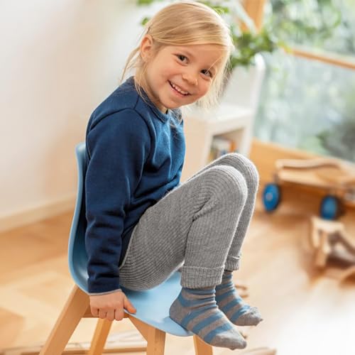 Kids Merino Wool Leggings, Ribbed Thermal Base Layer Pants3
