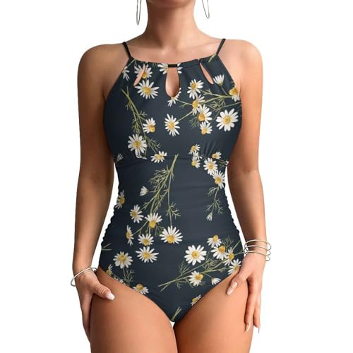 Maillot de bain amincissant une pièce à motifs floraux et finitions chic