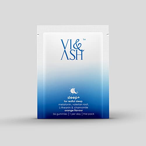 Vi & ASH Non-Addictive Melatonin Gummies - Orange Flavor with Valerian, L-Theanine & Chamomile for Better Sleep, Vegan Gummies That Promote Restful Sleep, Wake Up Feeling Refreshed- 6 Day Trial Pack