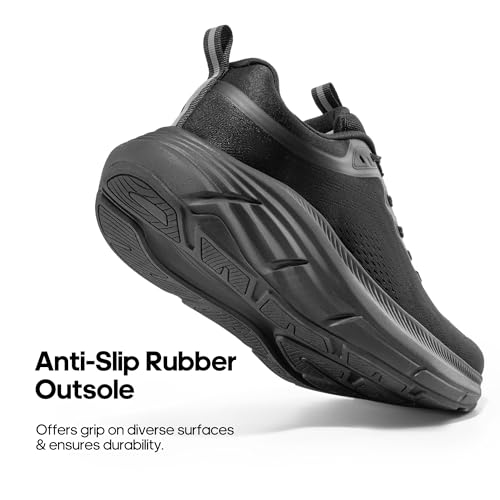 NORTIV 8 Men's Walking Shoes Running Tennis Cushioning ActiveBreeze Non Slip Athletic Gym Workout Comfortable Fashion Sneakers,Size 10,All Black,SNWS246M