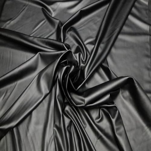 FABRICS-CITY NEGRO TELA DE CUERO DE DOBLE ESTIRAMIENTO Y LYCRA PARA CONFECCIÓN, MODA, DISFRACES, TAPICERÍA, MANUALIDADES, PROYECTOS DIY, COSTURA CREATIVA, 3217
