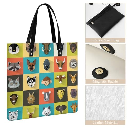 Sac shopper de voyage imprimé rigolo vache pingouin 39x39cm