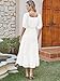 Caracilia Women's 2026 Summer Casual Maxi Dresses Short Puff Sleeve V Neck A Line Floral Flowy Boho Wedding Guest Party Dress White Medium