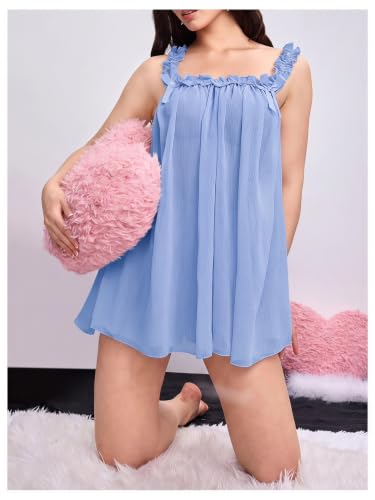 Image of MakeMeChic Women's 2 Piece Sexy Lingerie Dress Set Bow Babydoll Nightgown