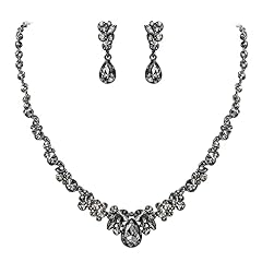 Earrings+Necklace_Grey Black-Tone