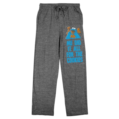 Sesame Street Me Did It All for The Cookies Adult Gray Heather Sleep Pajama Pants
