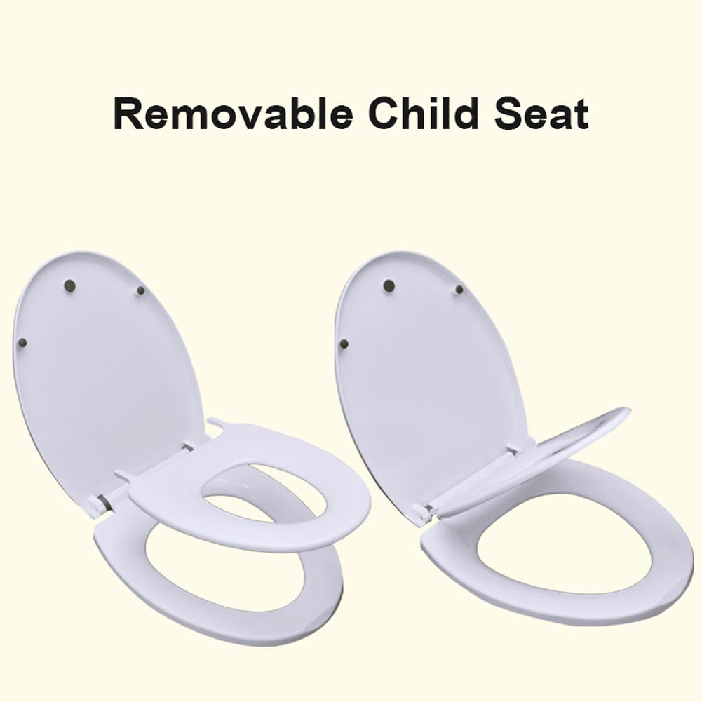 Sedile WC per famiglia con seggiolino rimovibile integrato, chiusura rallentata 2 in 1, sedile WC ovale, a forma di U/V, dimensioni standard (a forma di U)