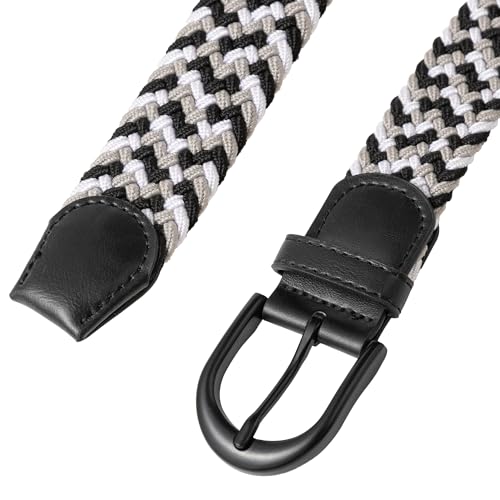 Image of Mile High Life | Braided Stretch Elastic Belts | Pin Oval Solid Black Belt Buckle | PU Loop End Tip Men /Women /Junior Belt