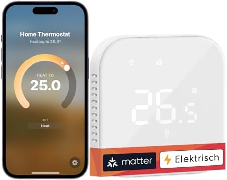Meross Matter Termostato Calefaccion WiFi por Suelo Radiante Eléctrico, Termostato WiFi Compatible con HomeKit, Home Assistant, Alexa y Google Home, a...