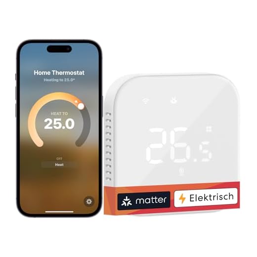 Meross Matter Thermostat Connecté, Thermostat WiFi pour Électrique/Chauffage au Sol Électrique Compatible avec HomeKit, Alexa et Google Home, Commande Vocale et Programme