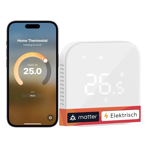 Meross Matter Termostato Calefaccion WiFi por Suelo Radiante Eléctrico, Termostato WiFi Compatible con HomeKit, Home Assistant, Alexa y Google Home, a...