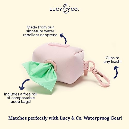 Lucy & Co. Rosewater Everyday Dog Poop Bag Holder - Cute Designer Pet Waste Bag Dispenser, One Size, Solid Light Pink
