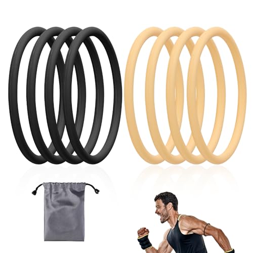 8uds Bandas Soporte Tendón Rotuliano, Banda Rótula Silicone Estabilizador con Bolsa Almacenamiento Rodillera Elástica Patela para Hombres Mujeres Carrera Fútbol Senderismo y Deportes (Beige, Negro)