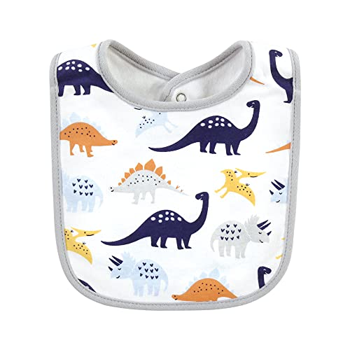 Image of Hudson Baby Unisex Baby Cotton Bibs, Hugasaurus, One Size