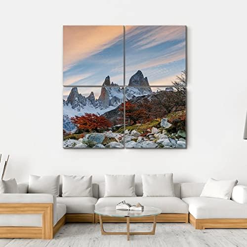 ERGO PLUS Modern Canvas Wall Art Paintings Pictures Artworks Accessories Mount Fitzroy During Sunset Printed Poster Watercolor Modular Framework Stretched Framed Ready to Hang image 5